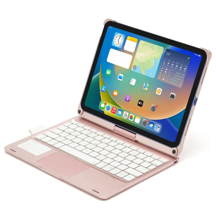 Universal slim tablet accessory: Backlit keyboard case with trackpad & USB-C.