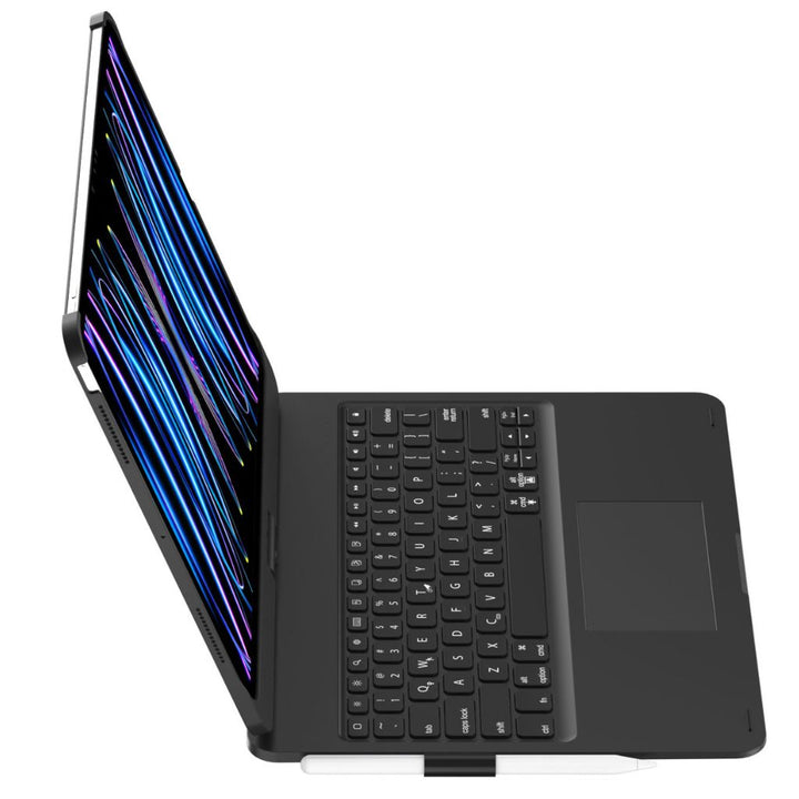 Universal keyboard case, backlit keys, trackpad, boosting tablet productivity.