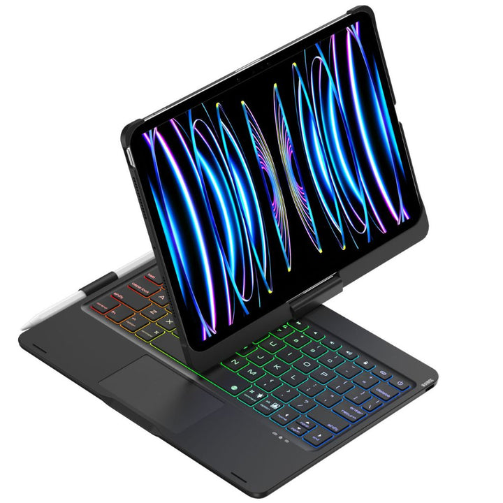 Sleek universal keyboard case for tablets, offering comfortable backlit keys & smooth trackpad.
