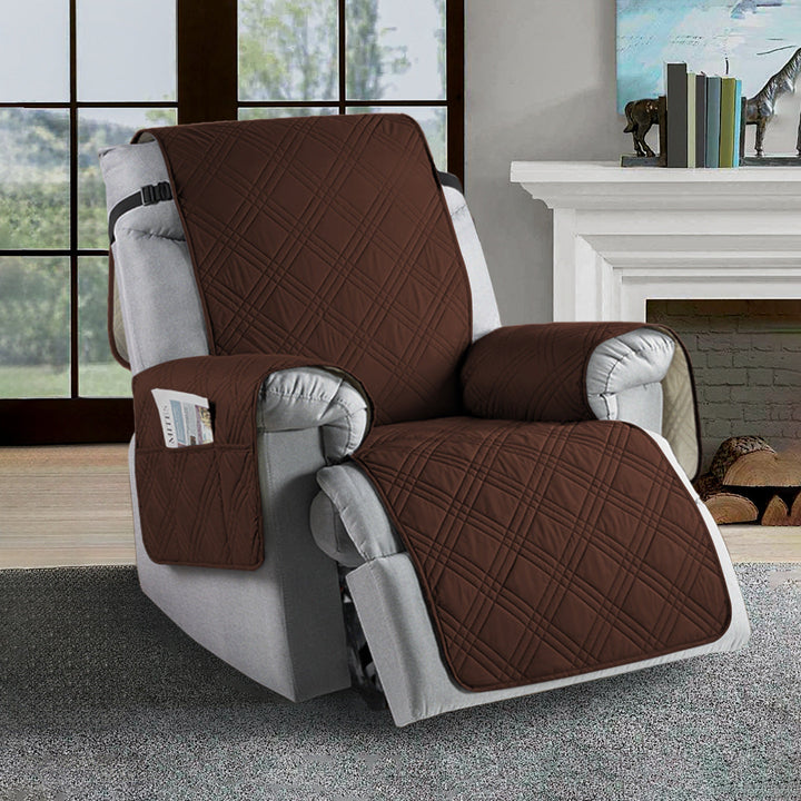 Snugly fitted universal recliner cover in gray, providing full waterproof protection for your furniture.