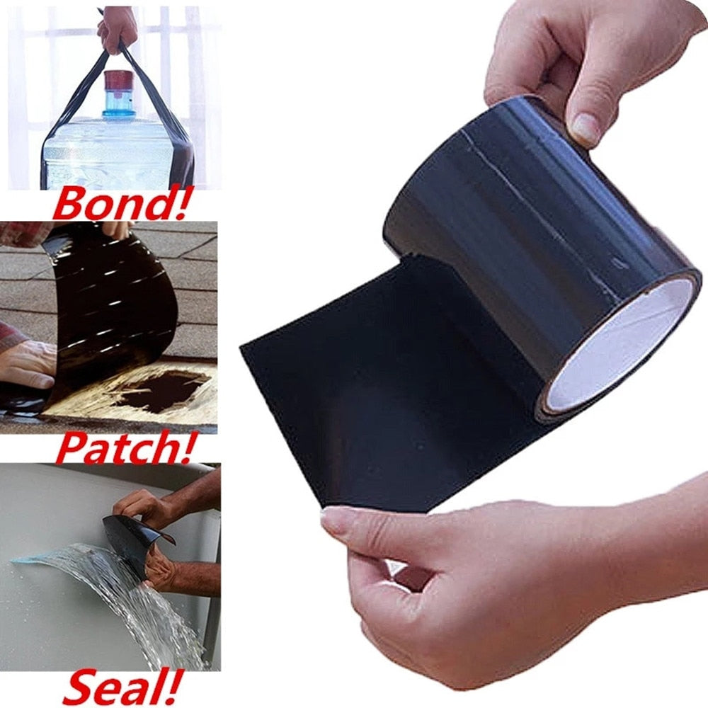 Heavy-duty waterproof adhesive tape for auto repairs, sealing cracks, hoses, outdoor gear. Strong bond.