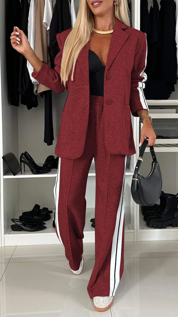Urban Luxe women's suit: oversized blazer paired with comfortable, stylish trousers.