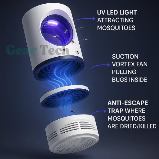 Effective UV mosquito killer & fly trap. Indoor/outdoor insect catcher lamp for nuisance pest control.