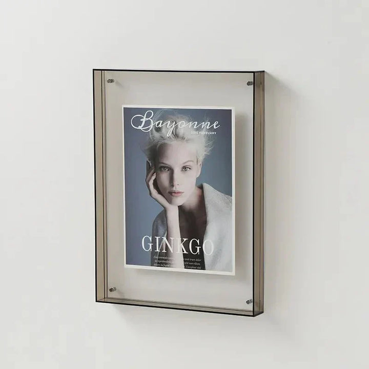 Vibrant acrylic display, showcasing a family photo in a bright cyan frame