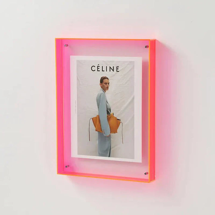 Modern picture holder, unique textured acrylic in a bold magenta color