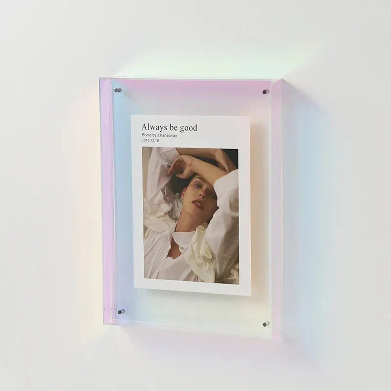 Colored picture holder, chic pink acrylic for contemporary interiors
