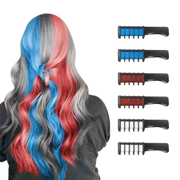 Set of unisex temporary hair chalk sticks for easy, washable, non-toxic vibrant hair color.
