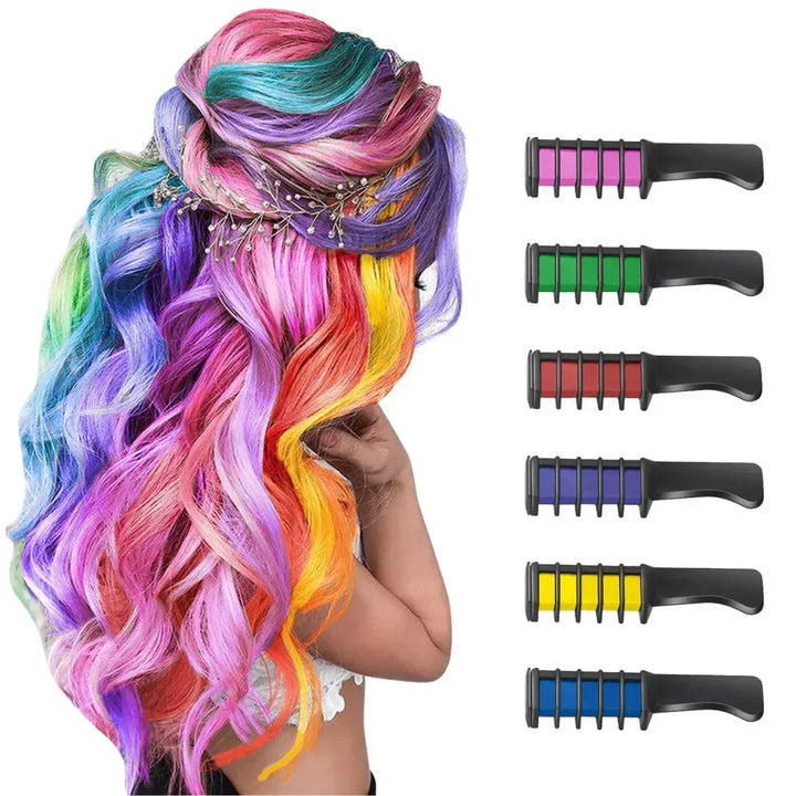 Teenager applying purple temporary hair chalk stick for a fun, vibrant festival hair style.