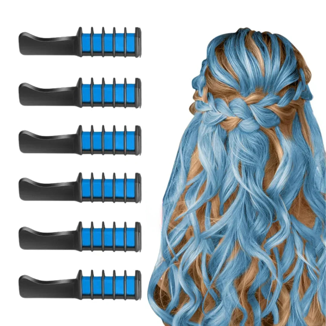 Collection of temporary hair chalk sticks for vibrant, non-toxic, and washable party hair color.