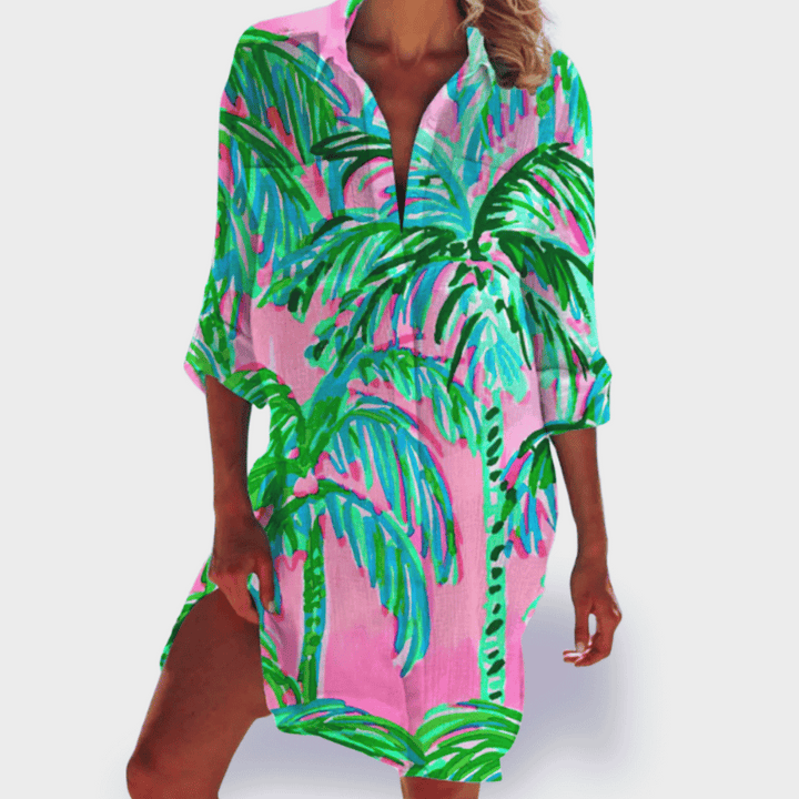 Versatile women's colourful summer dress, lightweight & vibrant, great for casual, beach, or holiday wear.