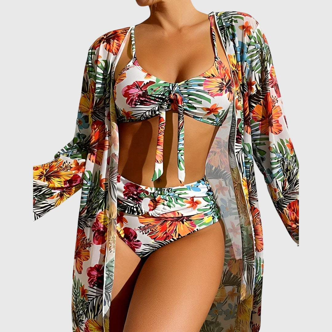 Supportive & comfortable women's halter bikini set with padded top, perfect vibrant swimwear for beach days.