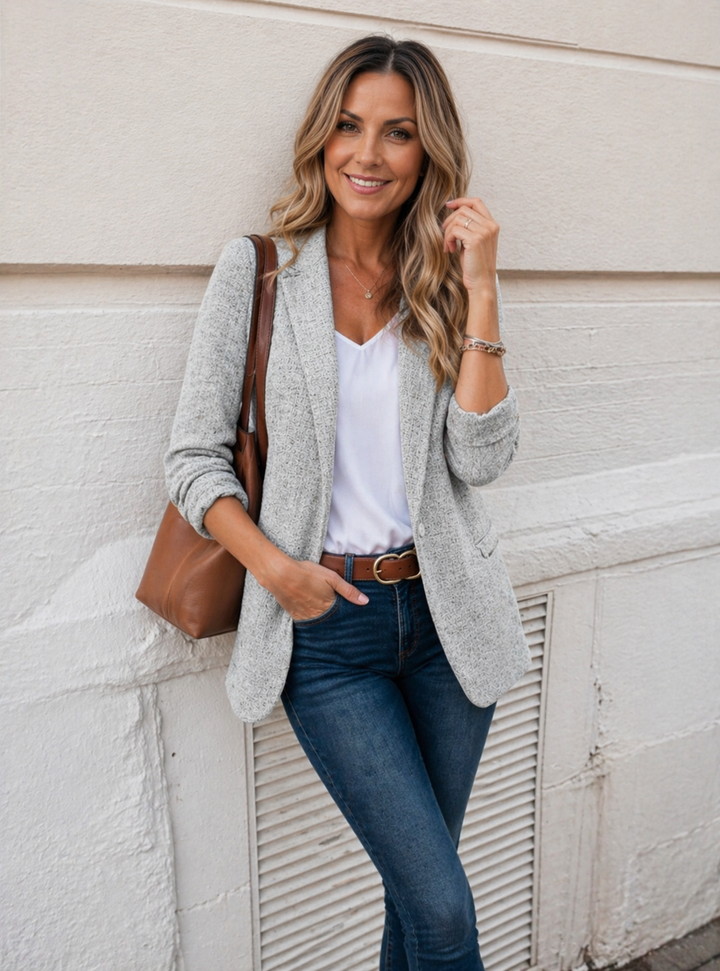 Victoria Women's elegant modern style jacket in black, a chic outerwear piece.