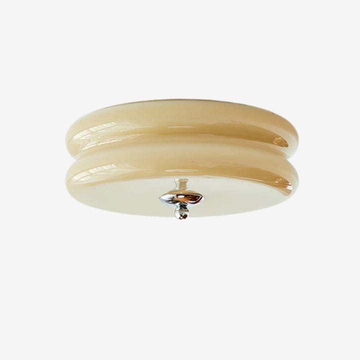 Vintage Art Deco fluted glass ceiling light fixture for elegant home decor.