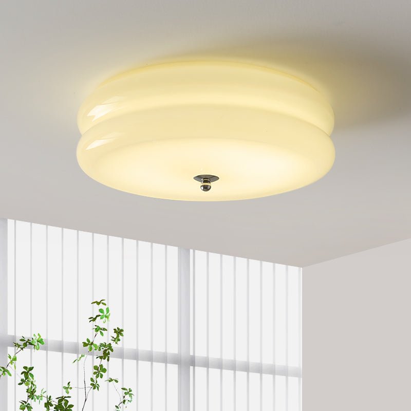 Beautiful fluted glass ceiling lamp, a classic Art Deco vintage lighting fixture.