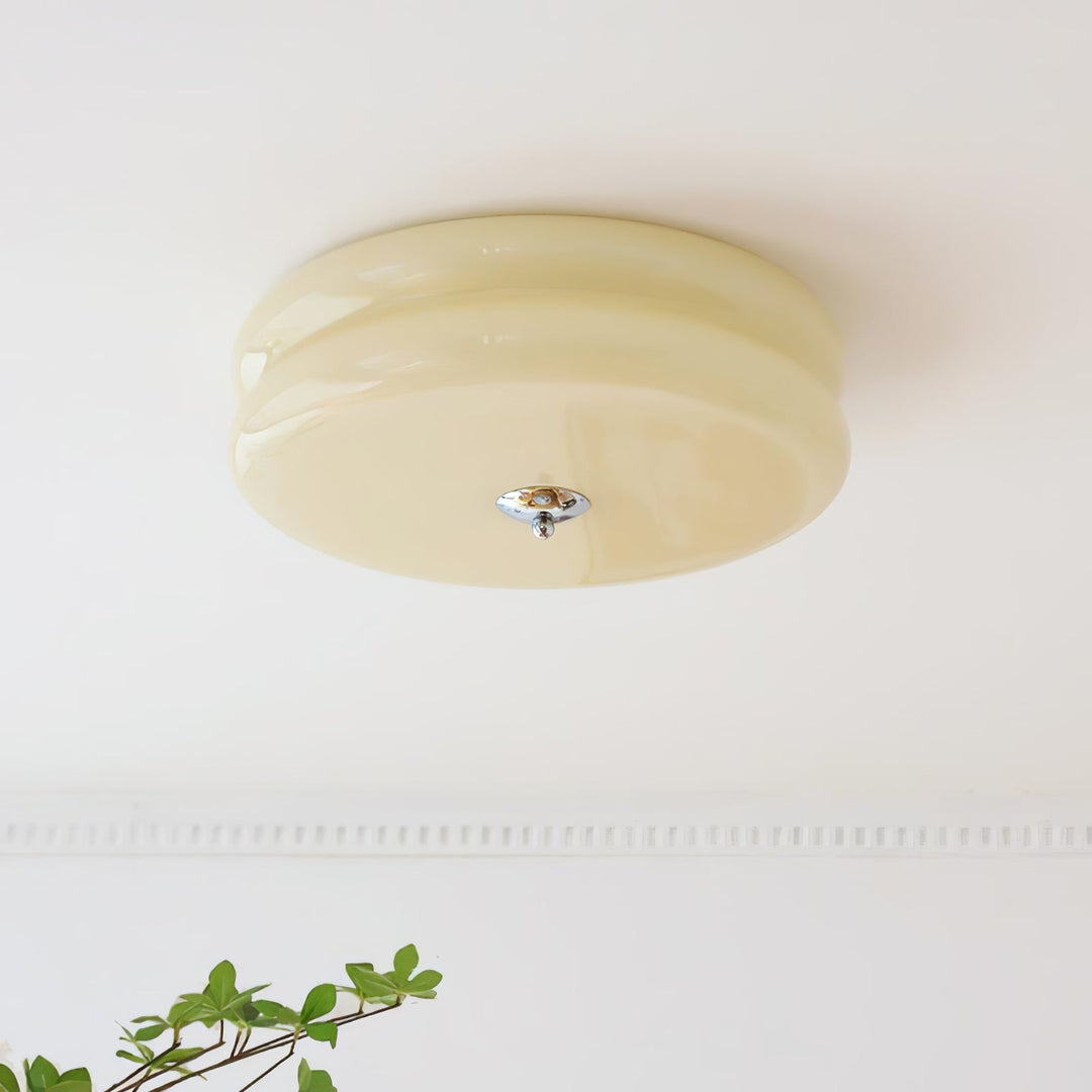 Art Deco style fluted glass ceiling light, perfect for ambient lighting and LED use.
