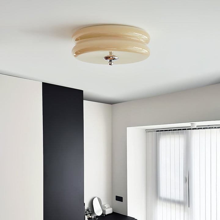 Modern vintage fluted glass ceiling light, an Art Deco statement piece.
