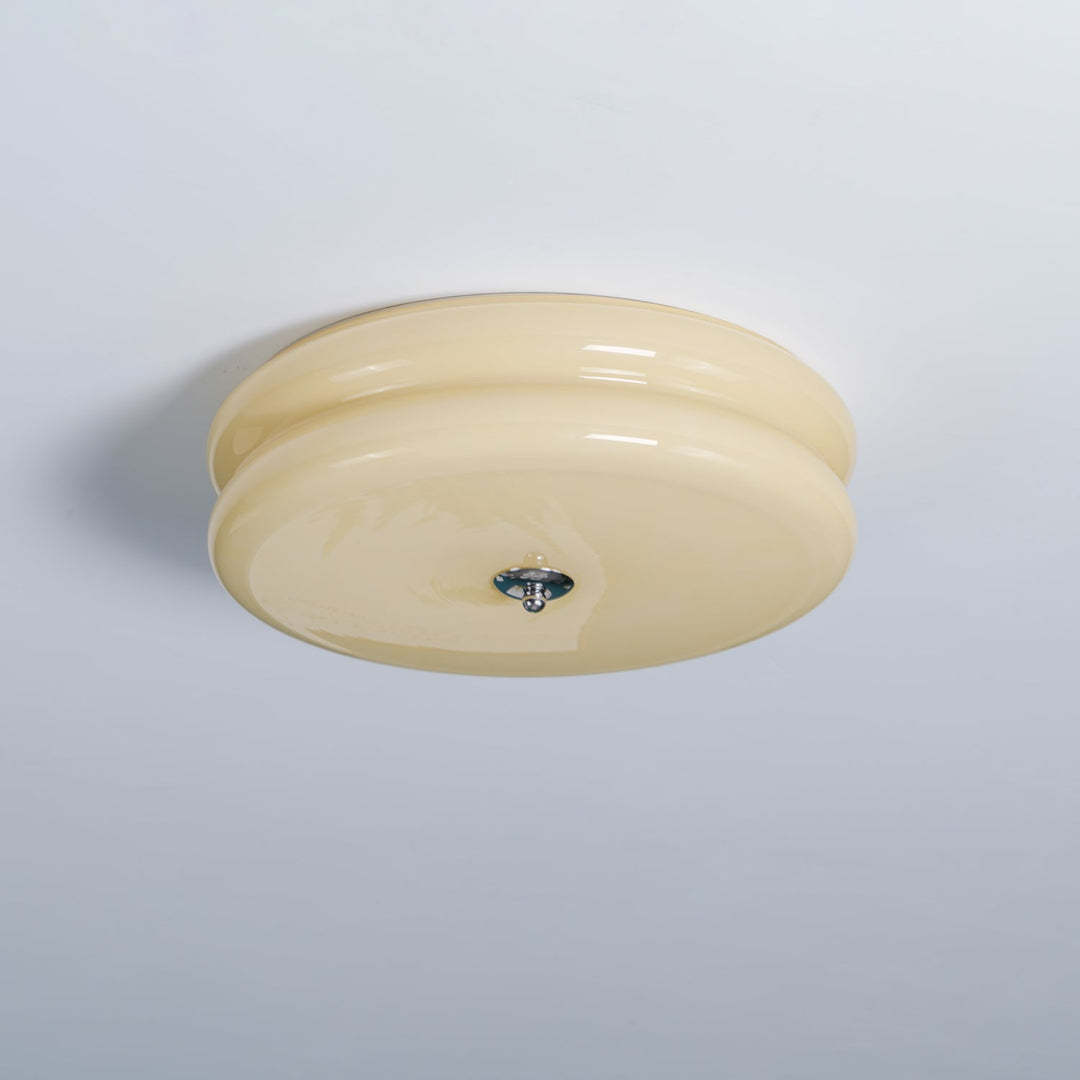 Art Deco fluted glass ceiling lamp, a vintage style fixture for stylish interiors.