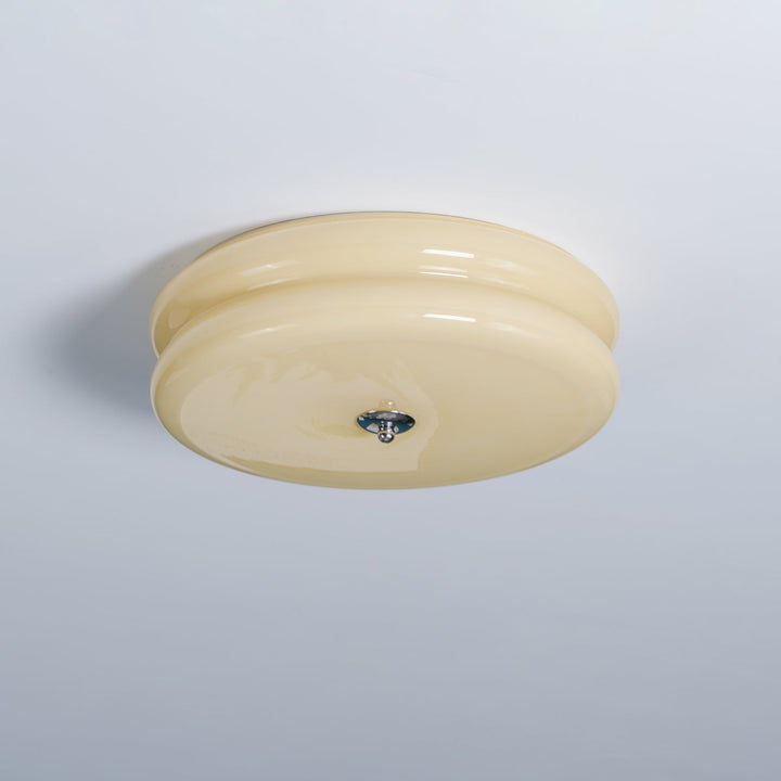 Art Deco fluted glass ceiling lamp, a vintage style fixture for stylish interiors.