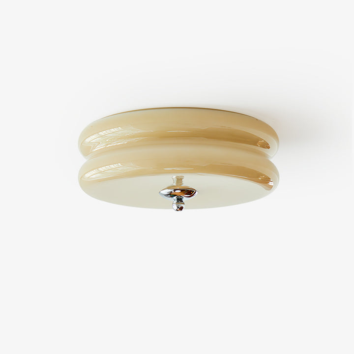 Fluted glass ceiling light fixture, vintage Art Deco design, suitable for LED lighting.