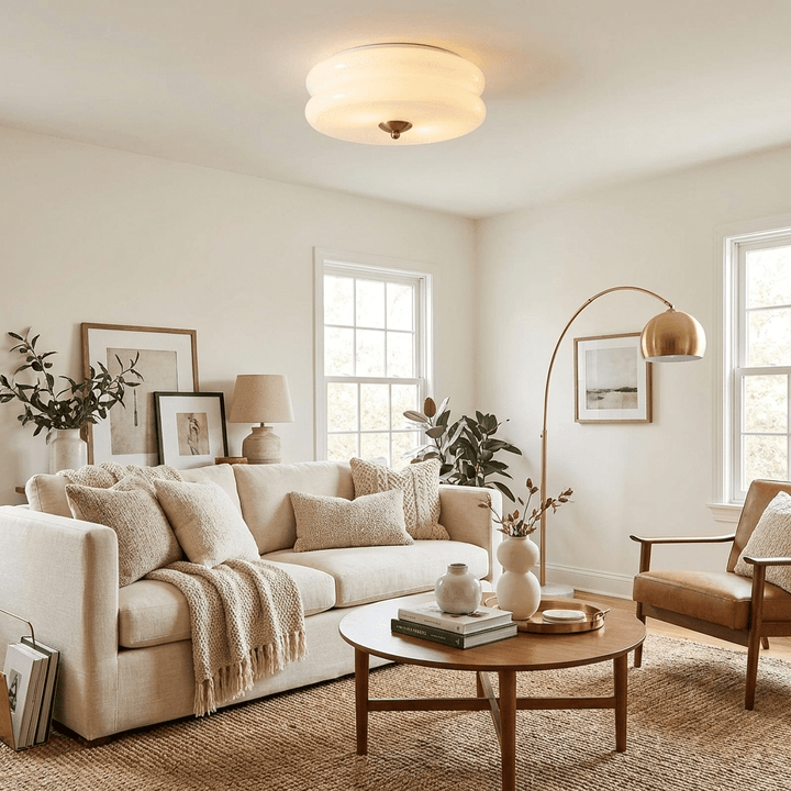 Elegant vintage-style fluted glass ceiling lamp for sophisticated home decor.