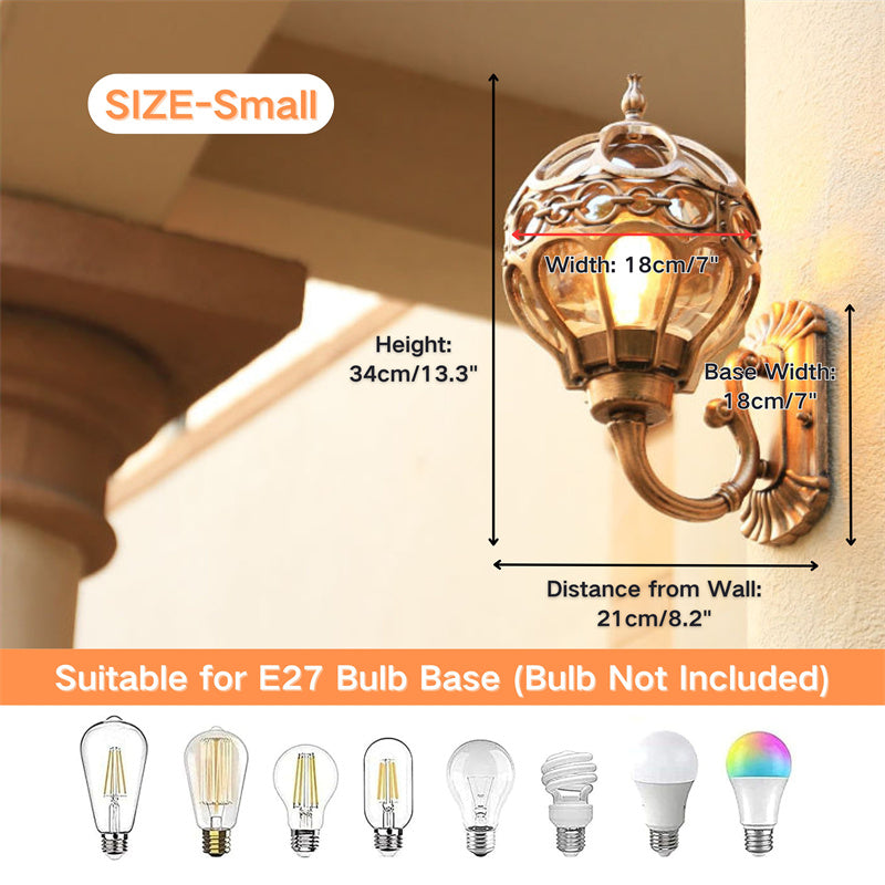 Rustic black outdoor wall lamp, waterproof for garden or porch. Durable vintage exterior lighting.