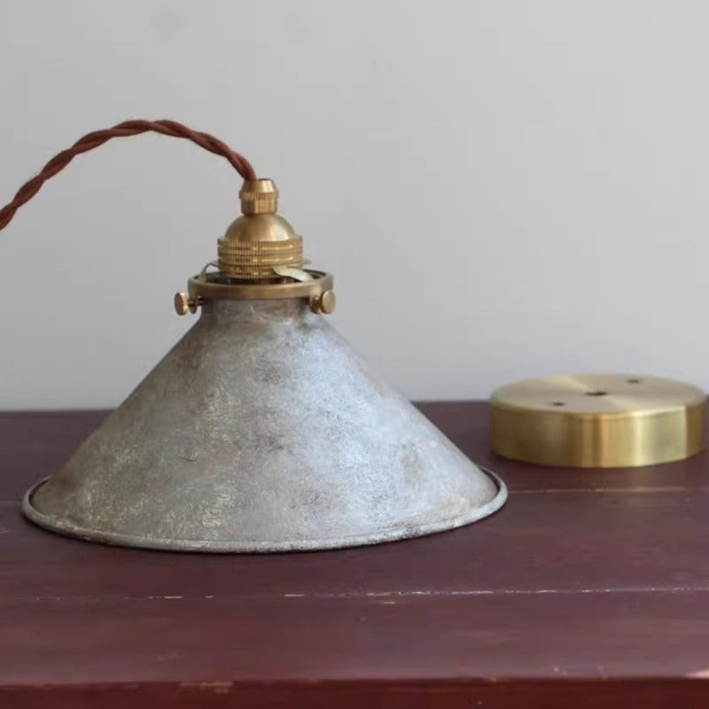 Elegant vintage cone metal pendant light, a perfect ceiling fixture for living rooms & hallways.