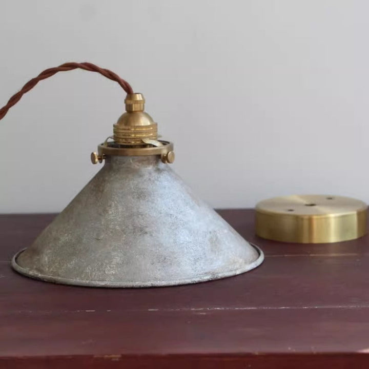 Elegant vintage cone metal pendant light, a perfect ceiling fixture for living rooms & hallways.