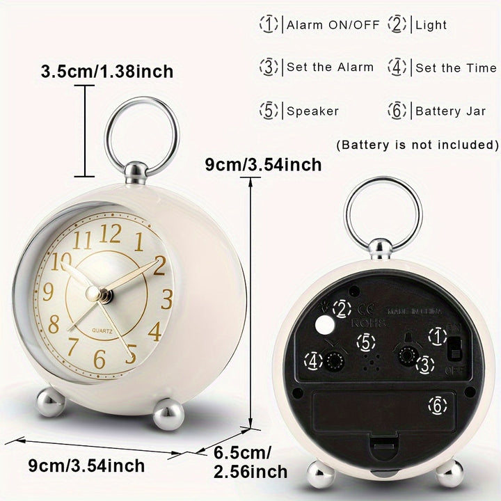 Classic design analogue alarm clock in cyan with large, readable digits
