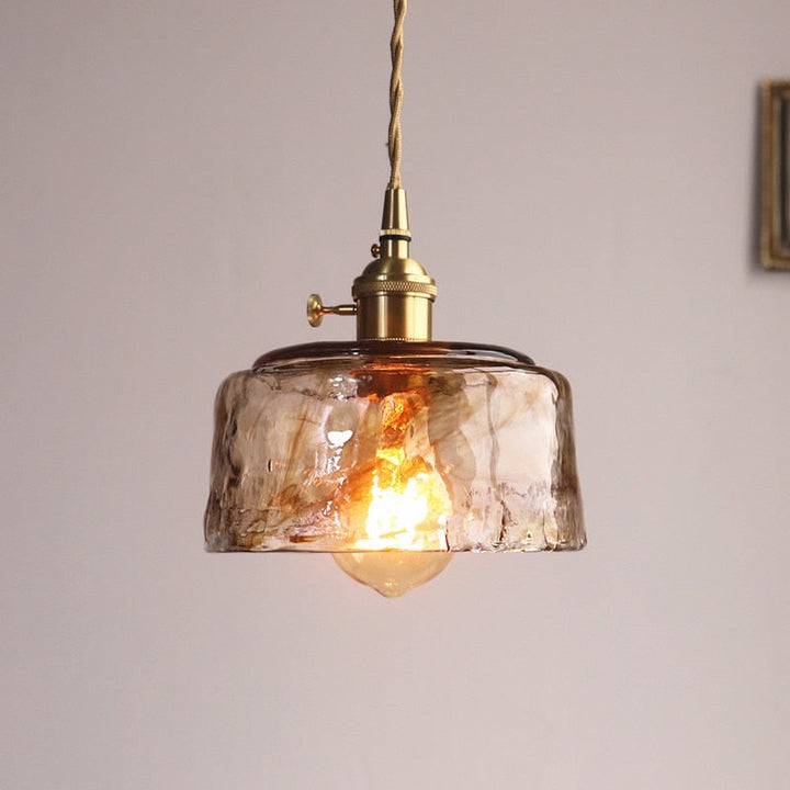 Stylish geometric pendant light, vintage brass, a modern ceiling lamp for dining areas.