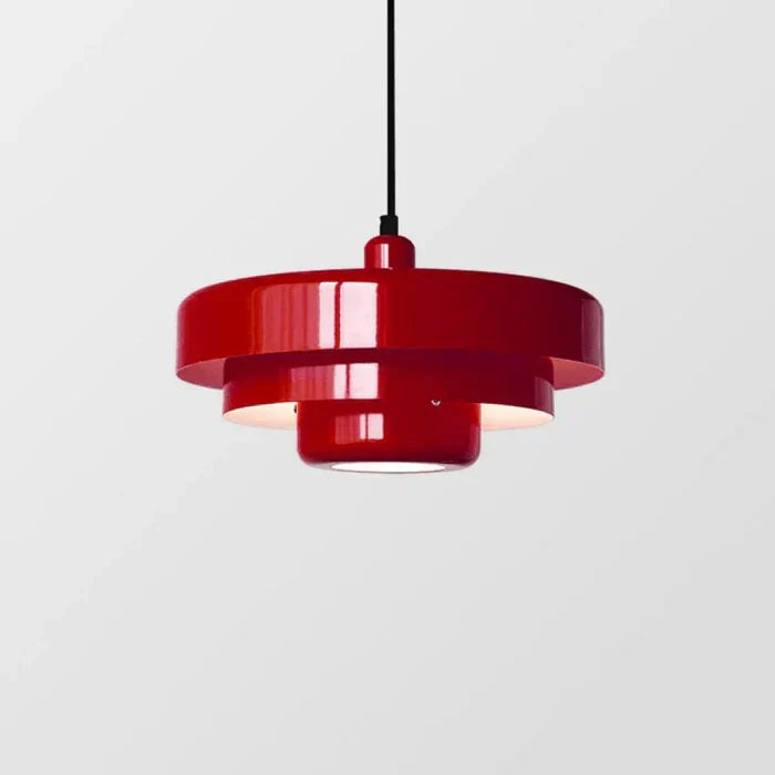 Warm glow LED vintage pendant light. Energy-efficient ceiling lamp for retro home decor. Kitchen/dining.