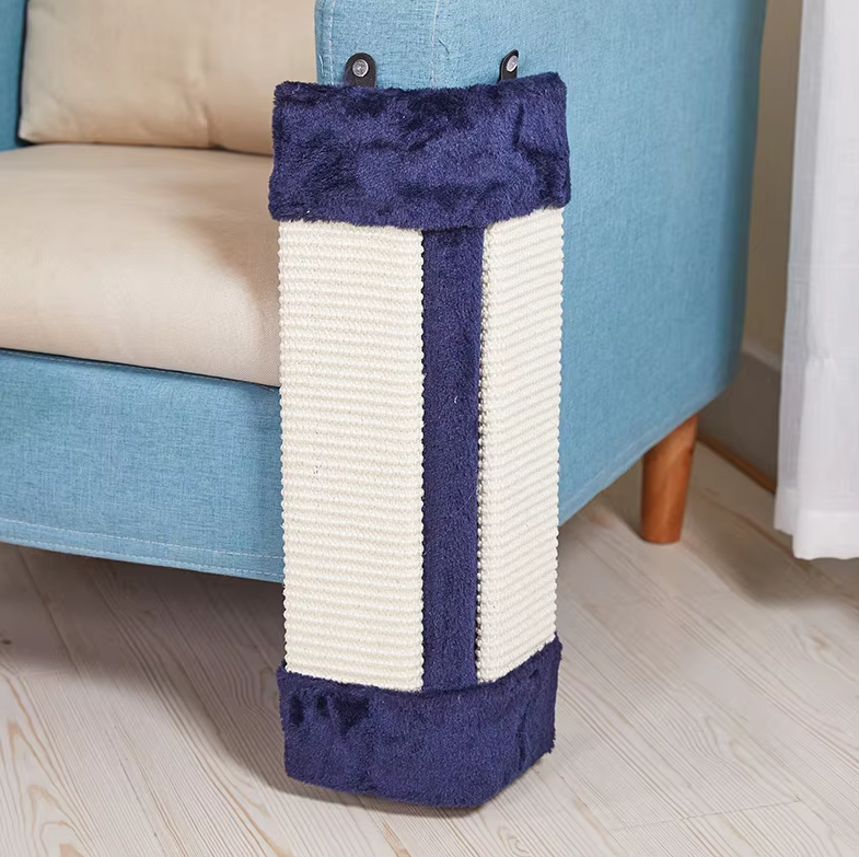 Modern wall cat scratcher, soft cover. Protects furniture while providing essential claw care for your pet.