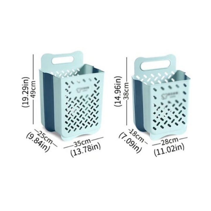 Efficient wall-mounted laundry hamper with breathable mesh, foldable design for discrete dirty clothes storage & home organization.