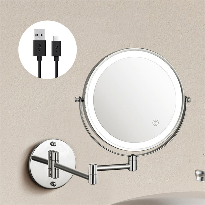 Wall mounted LED vanity mirror with touch dimming. Enhances beauty routines & shaving precision.