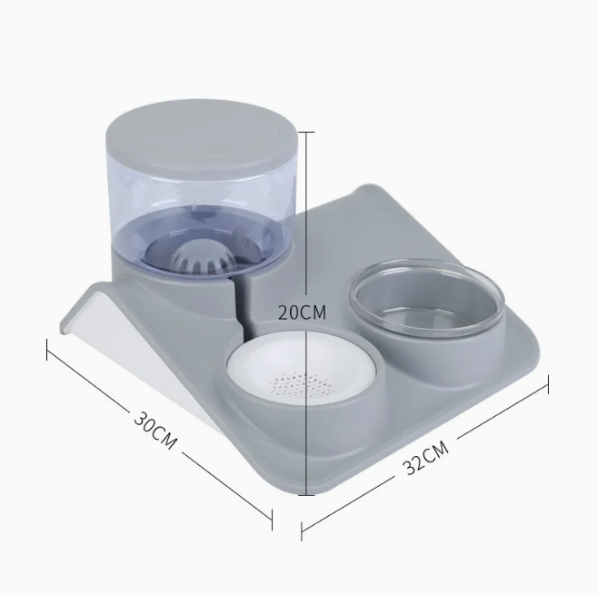 Space-saving wall-mounted pet feeder & water dispenser for cats & dogs, modern design.