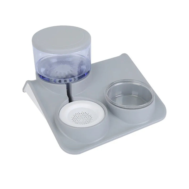 Durable wall-mounted pet food & water bowl set, perfect for cats & dogs, keeps feeding area tidy.