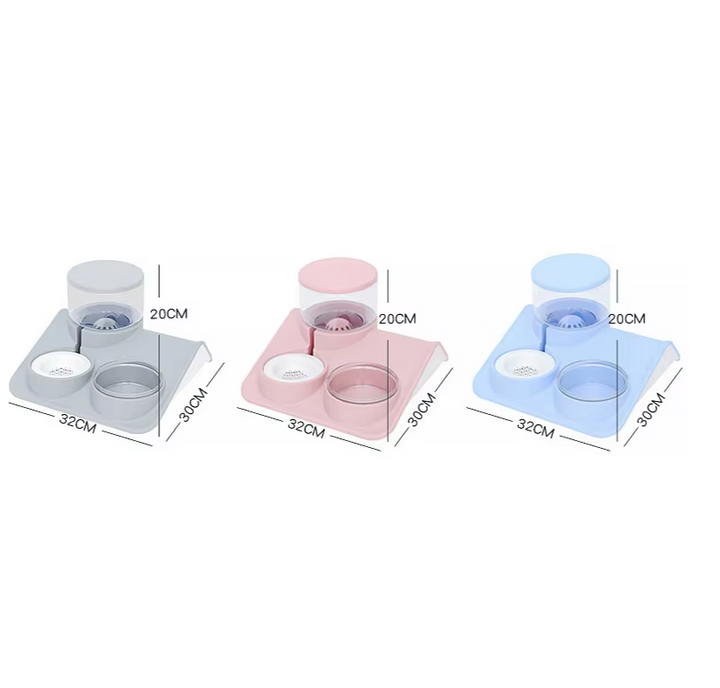 Easy-install wall-mounted pet food & water station for dogs & cats, modern & space-saving.