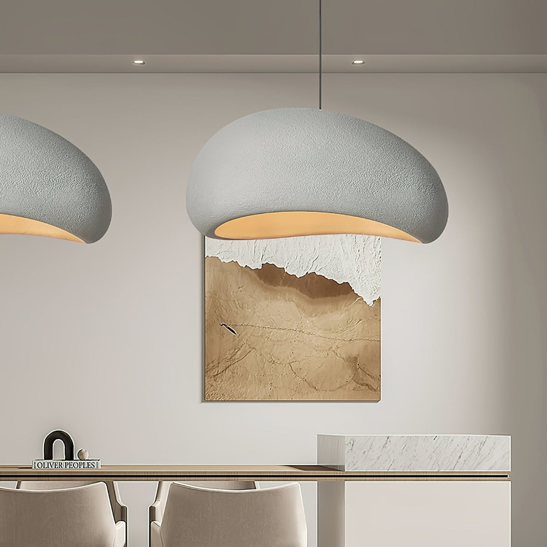 Wasabi pendant light: a chic sculpted dome for elegant hallway decor.