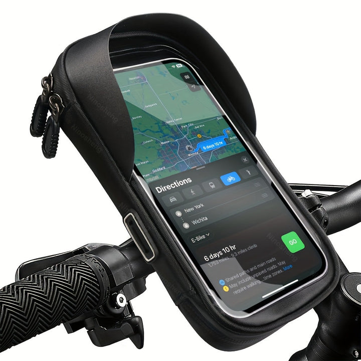 Outdoor cycling gear: Waterproof 360° rotating phone holder for bicycle & motorcycle handlebars.
