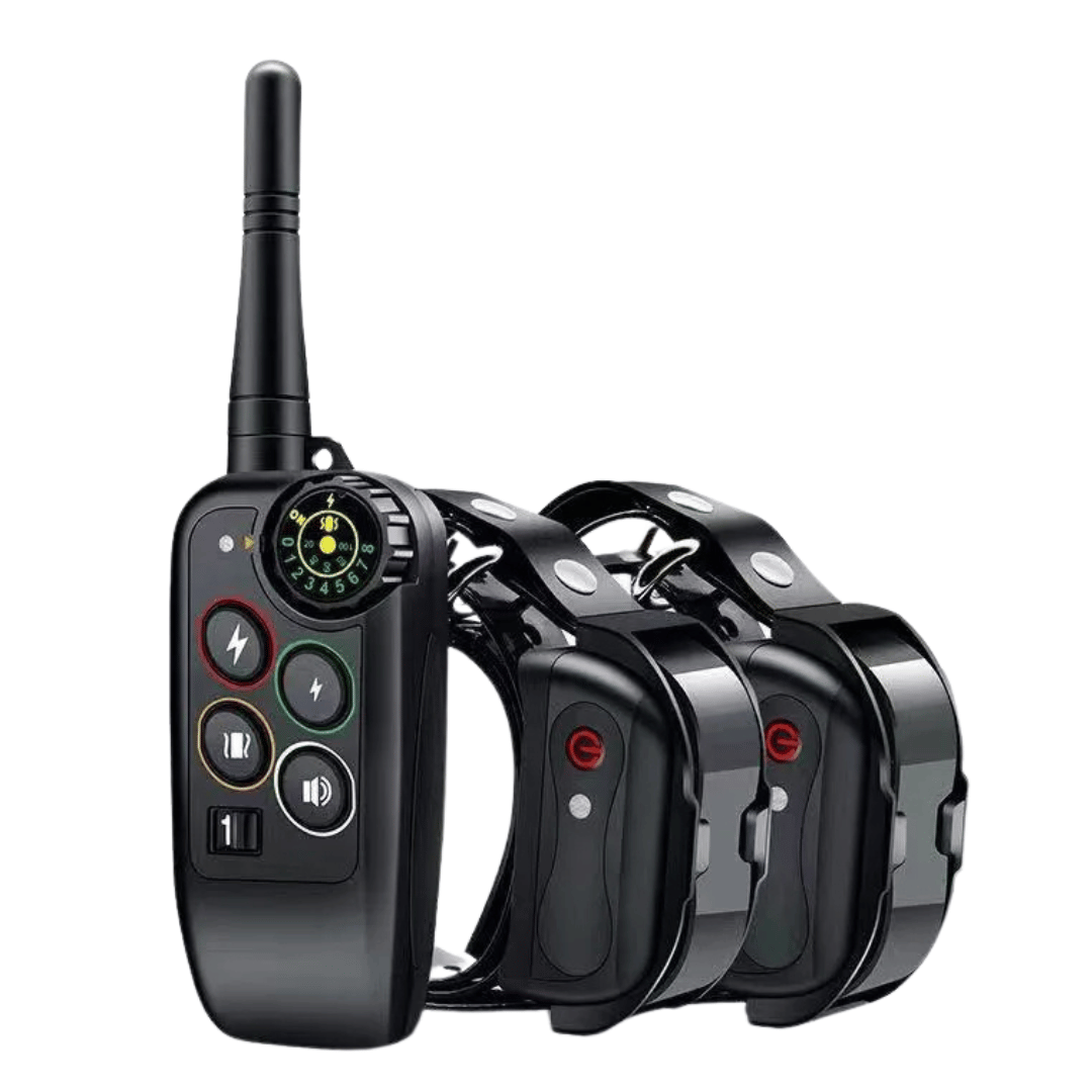Durable waterproof e-collar for outdoor dog training. Remote control ensures long-range pet behavior correction.