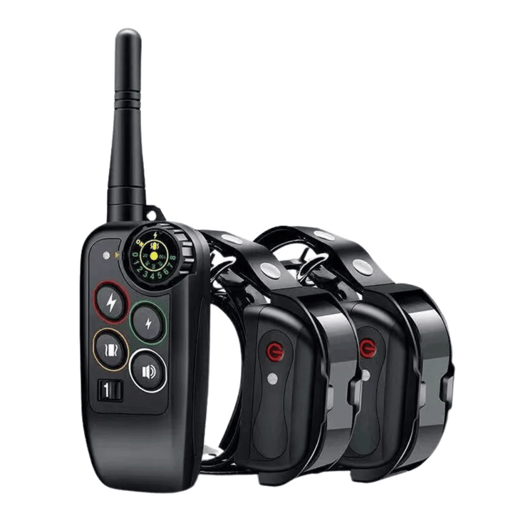 Durable waterproof e-collar for outdoor dog training. Remote control ensures long-range pet behavior correction.