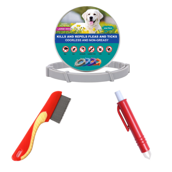 Veterinary-approved flea & tick collar for cats and dogs, ensuring comfort and itch relief for your pet.