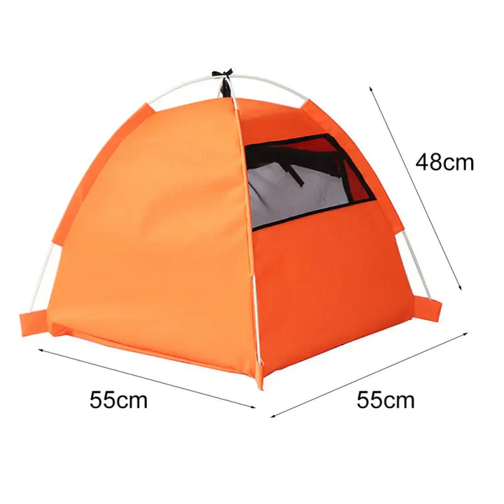 Breathable waterproof pet tent. Comfortable foldable cat dog bed, ideal for outdoor use.