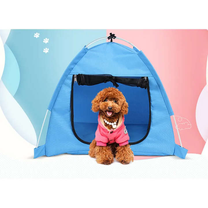 Foldable pet tent, waterproof & breathable. A portable dog & cat shelter for indoor/outdoor use.