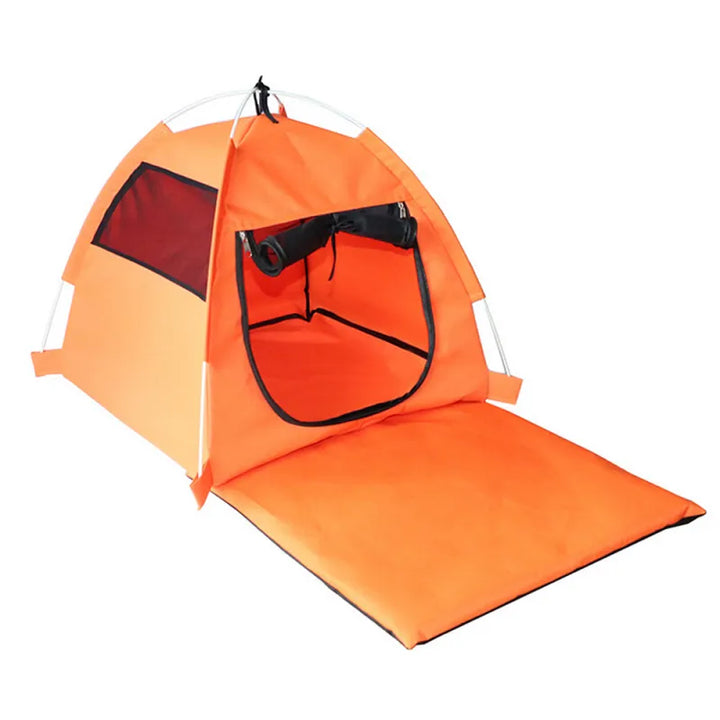 Durable waterproof pet tent with breathable mesh design. Portable dog & cat house for all seasons.