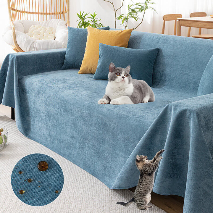 Soft chenille sofa throw, waterproof & non-slip. Ideal furniture protector for all seasons, pet-friendly living room.