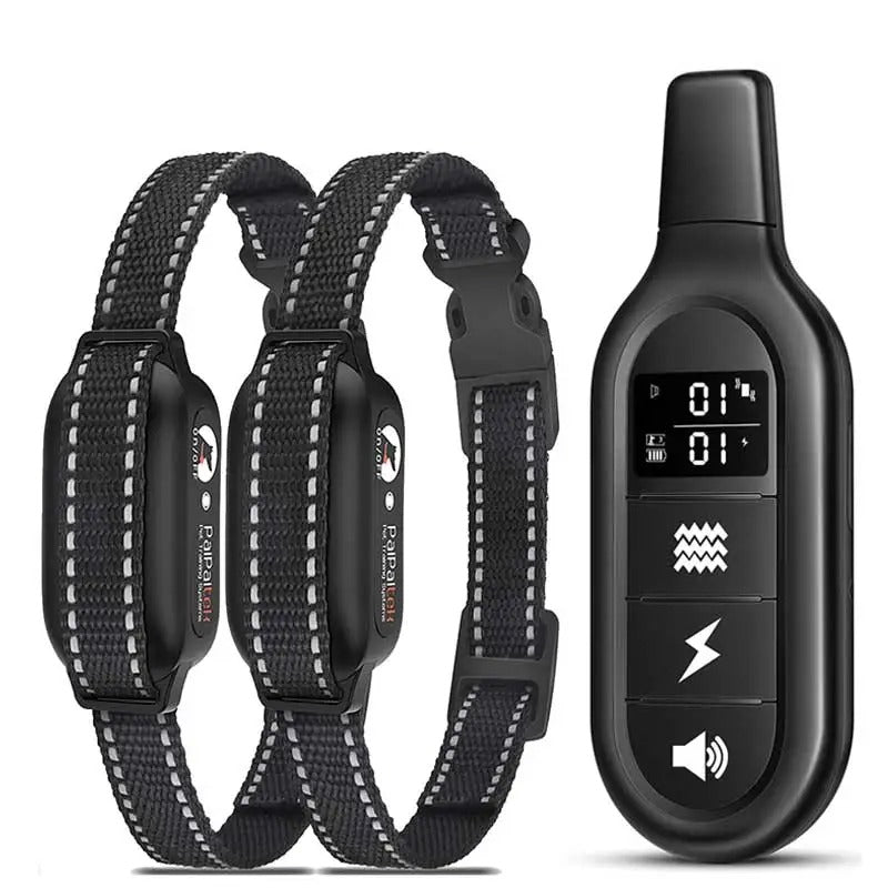 Waterproof rechargeable dog training e-collar with remote for obedience & behavior correction.