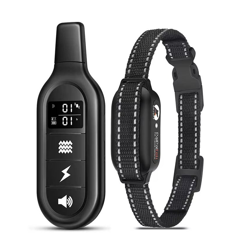 Durable, waterproof dog training collar with adjustable strap; perfect for outdoor pet behavior correction.