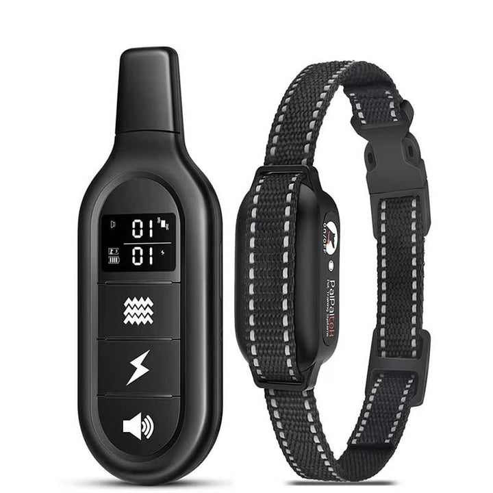 Durable, waterproof dog training collar with adjustable strap; perfect for outdoor pet behavior correction.