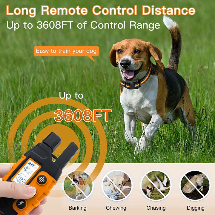 Professional waterproof dog training collar for behavior correction. Features 3300ft long-range control.
