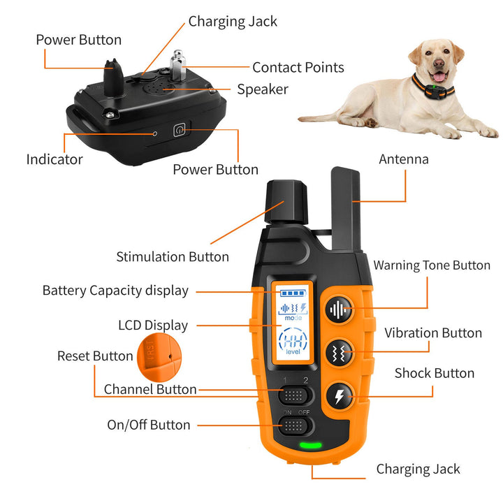 Outdoor dog training collar, waterproof with a 3300ft range, for reliable behavior and obedience control.